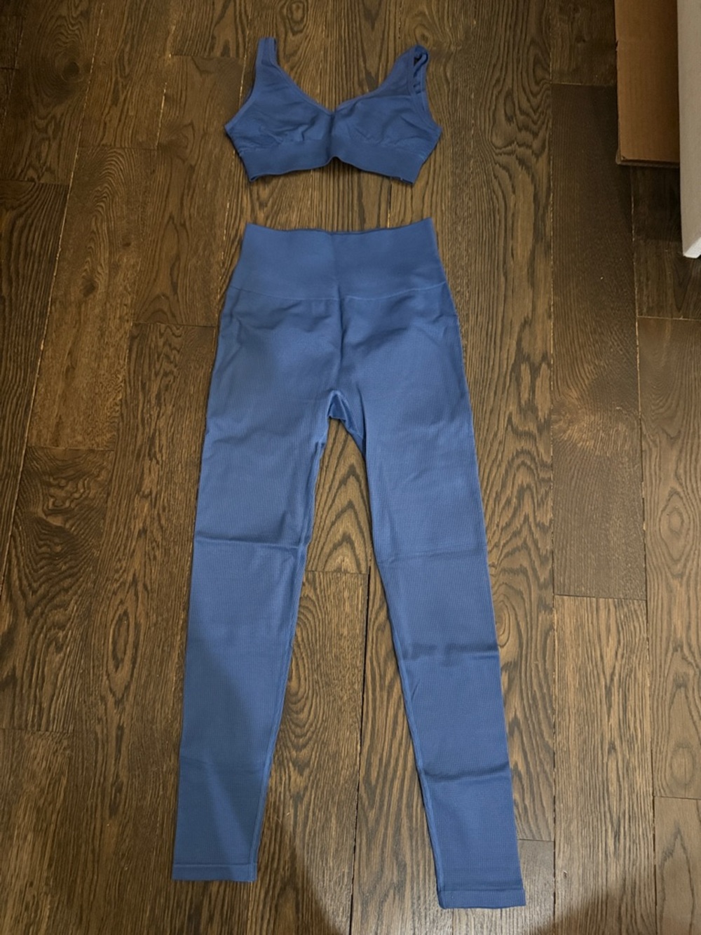 l*space Ribbed High-Waist Leggings and Sports Bra in Blue